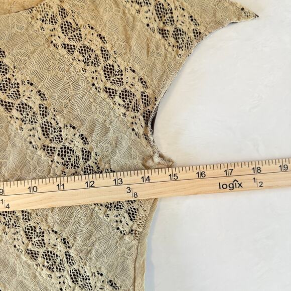 Vintage‎ Y2K Tag Rag Culture Beige Lace Stretch Top M Made in USA Cap Sleeve - Picture 12 of 13
